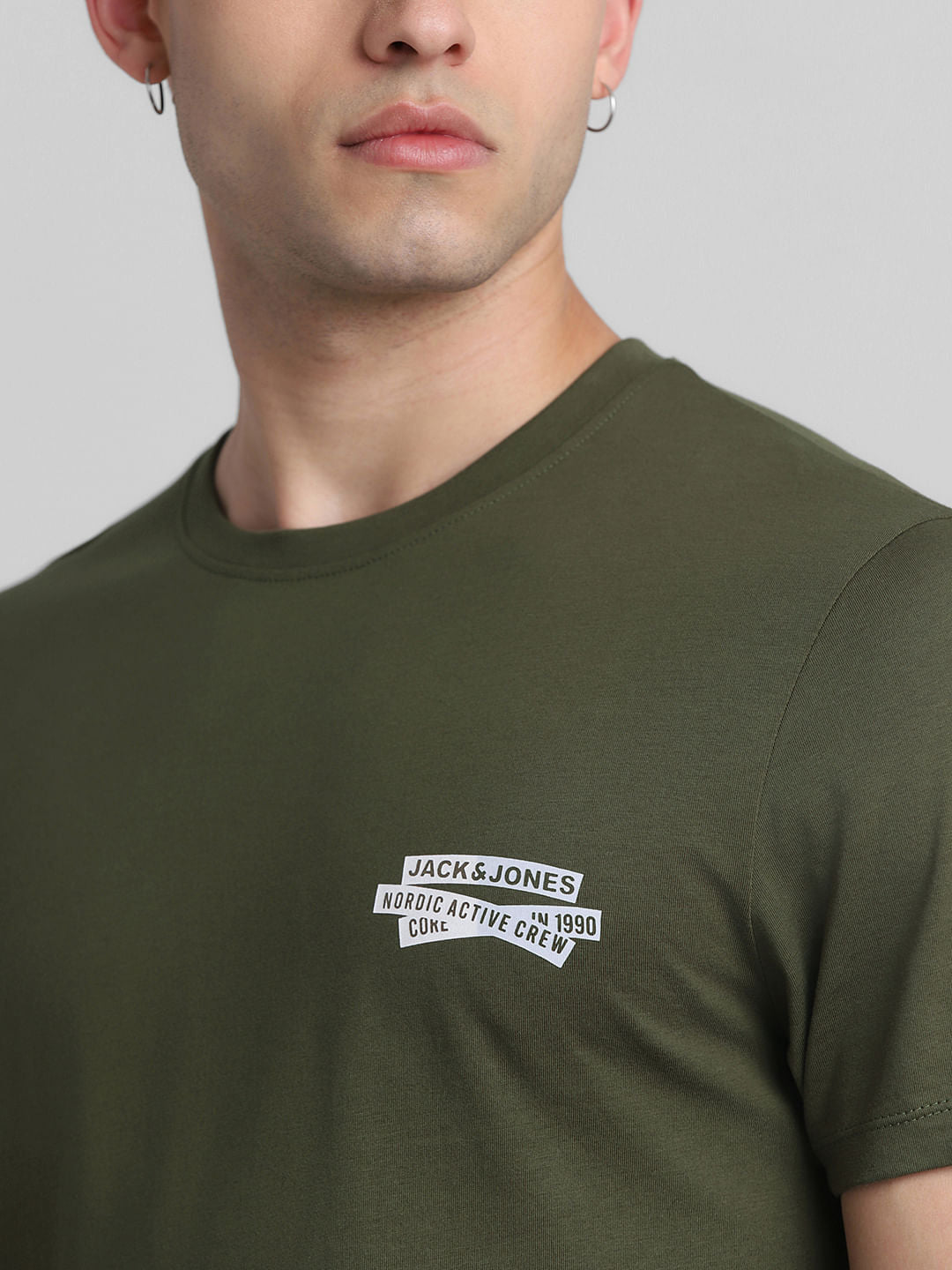 Green Cotton Crew Neck T-shirt