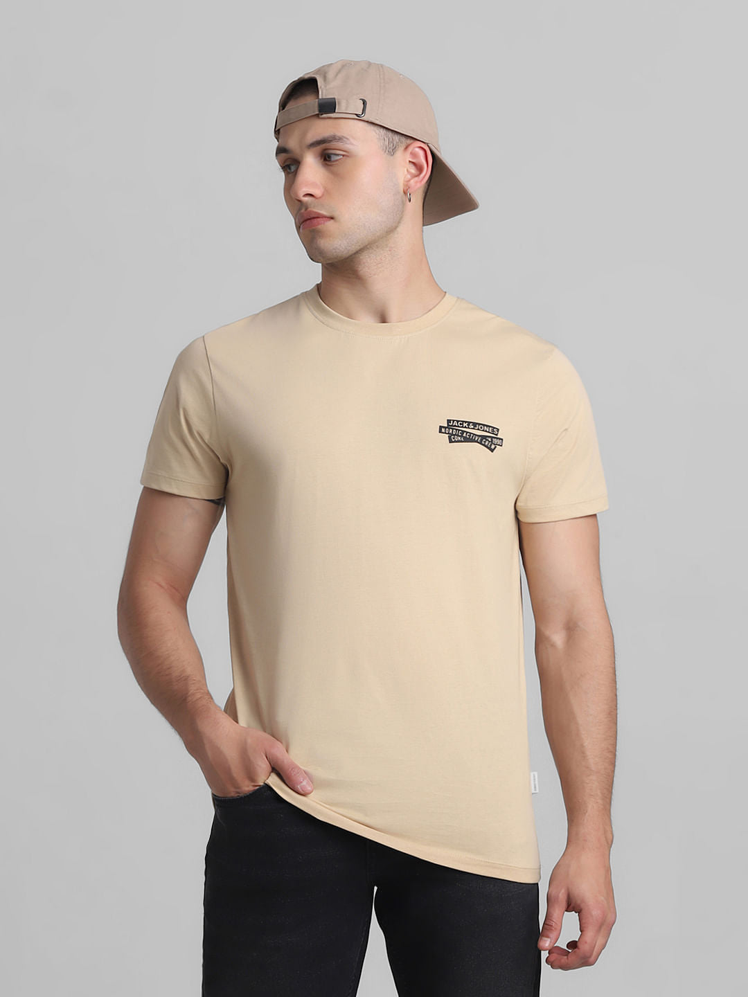 Light Brown Crew Neck T-shirt - S