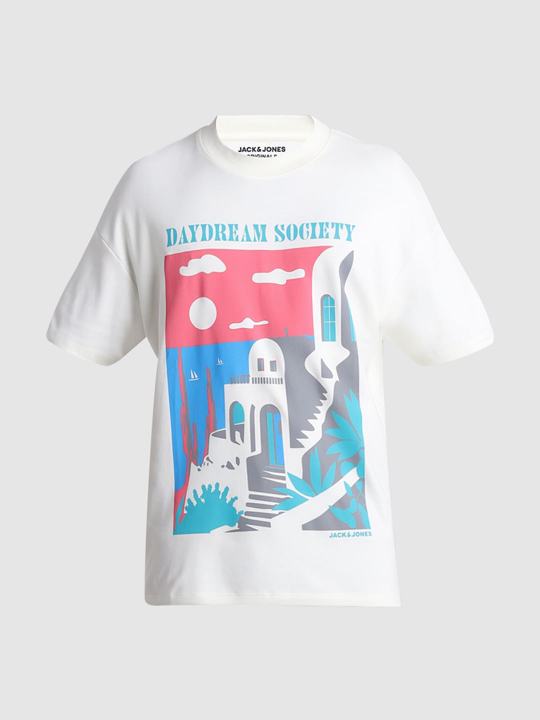 White Graphic Print Crew Neck T-shirt