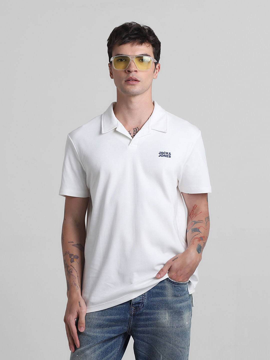 White Polo T-shirt - S