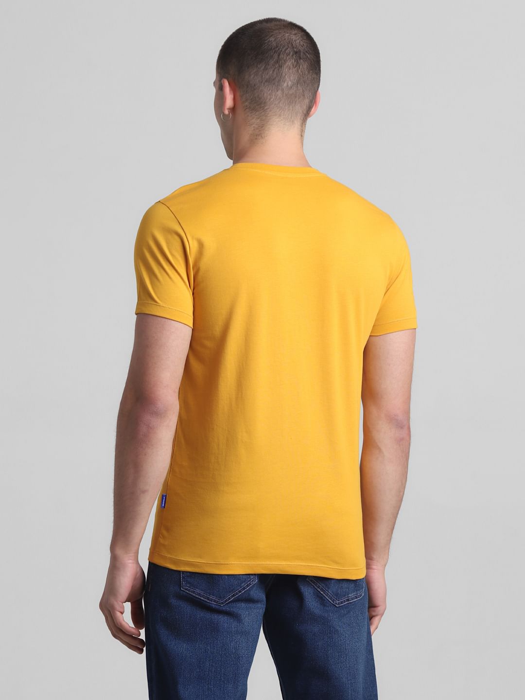 Yellow Logo Print Crew Neck T-shirt