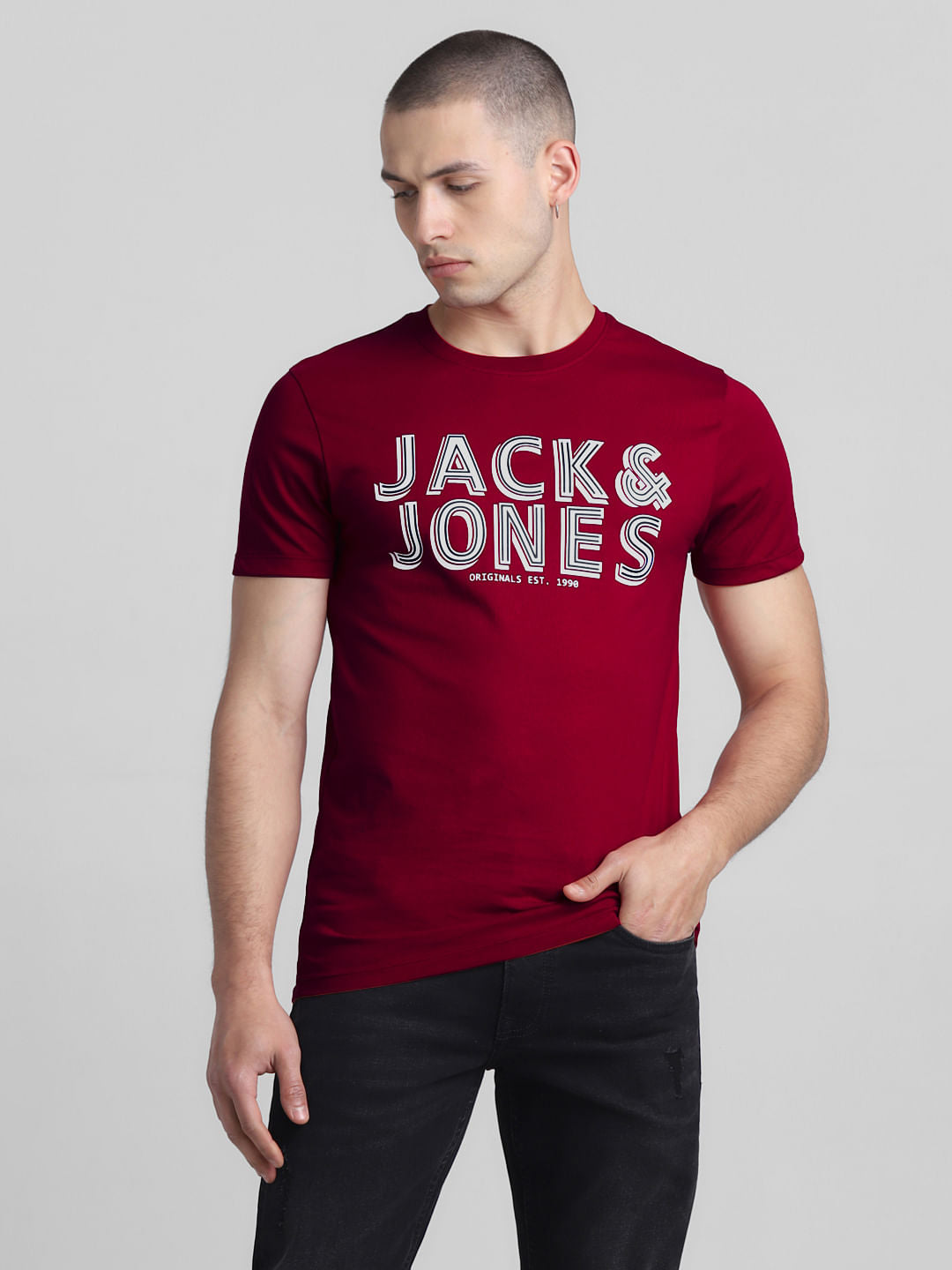 Red Logo Print Crew Neck T-shirt