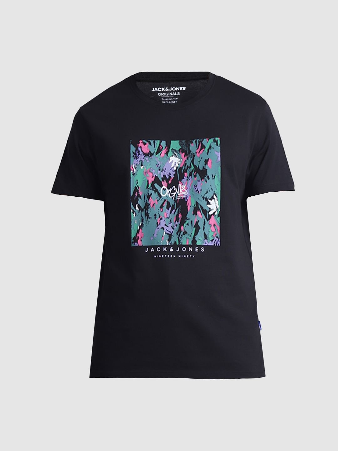 Black Graphic Print Crew Neck T-shirt