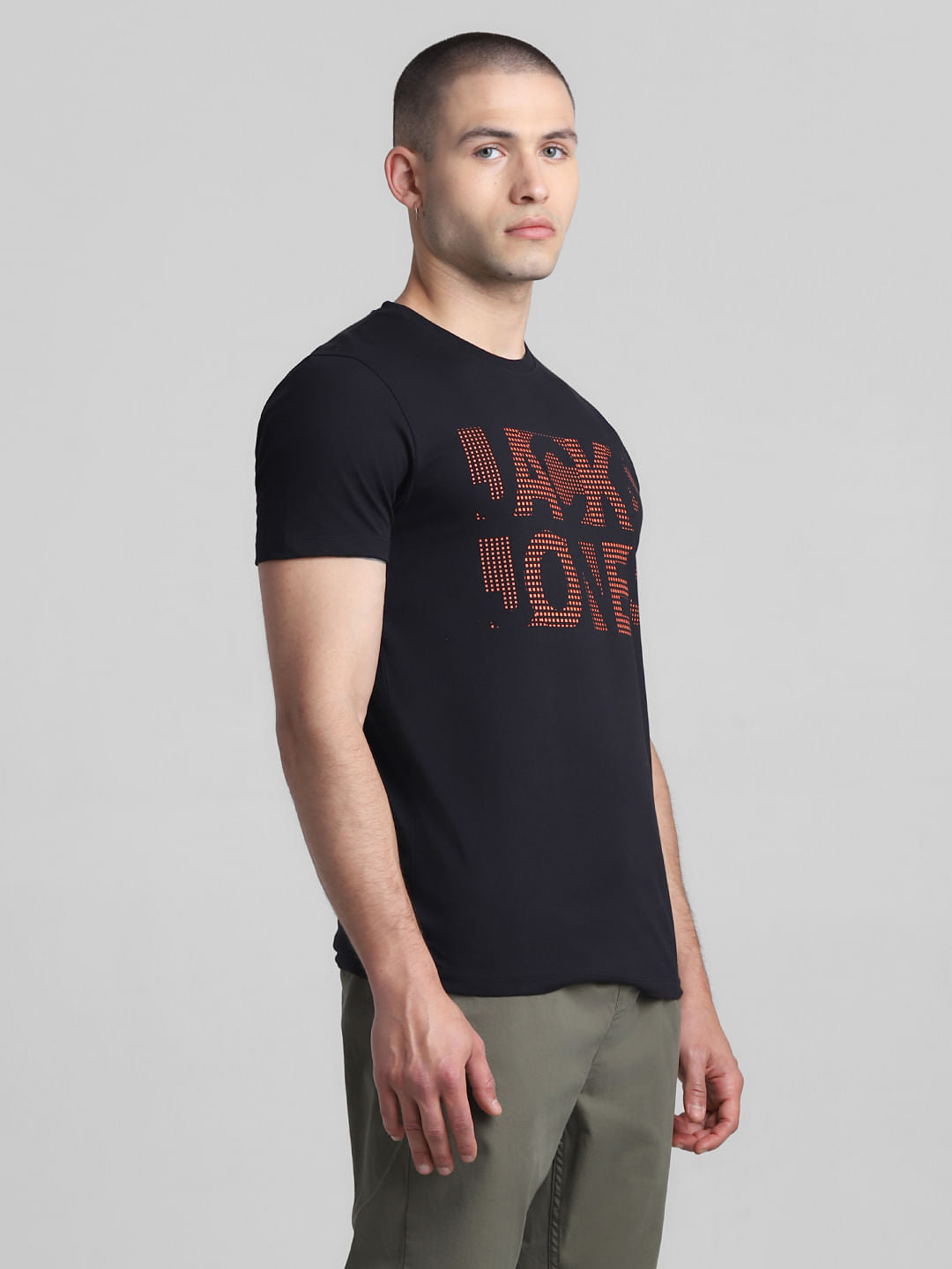 Black Logo Print Crew Neck T-shirt