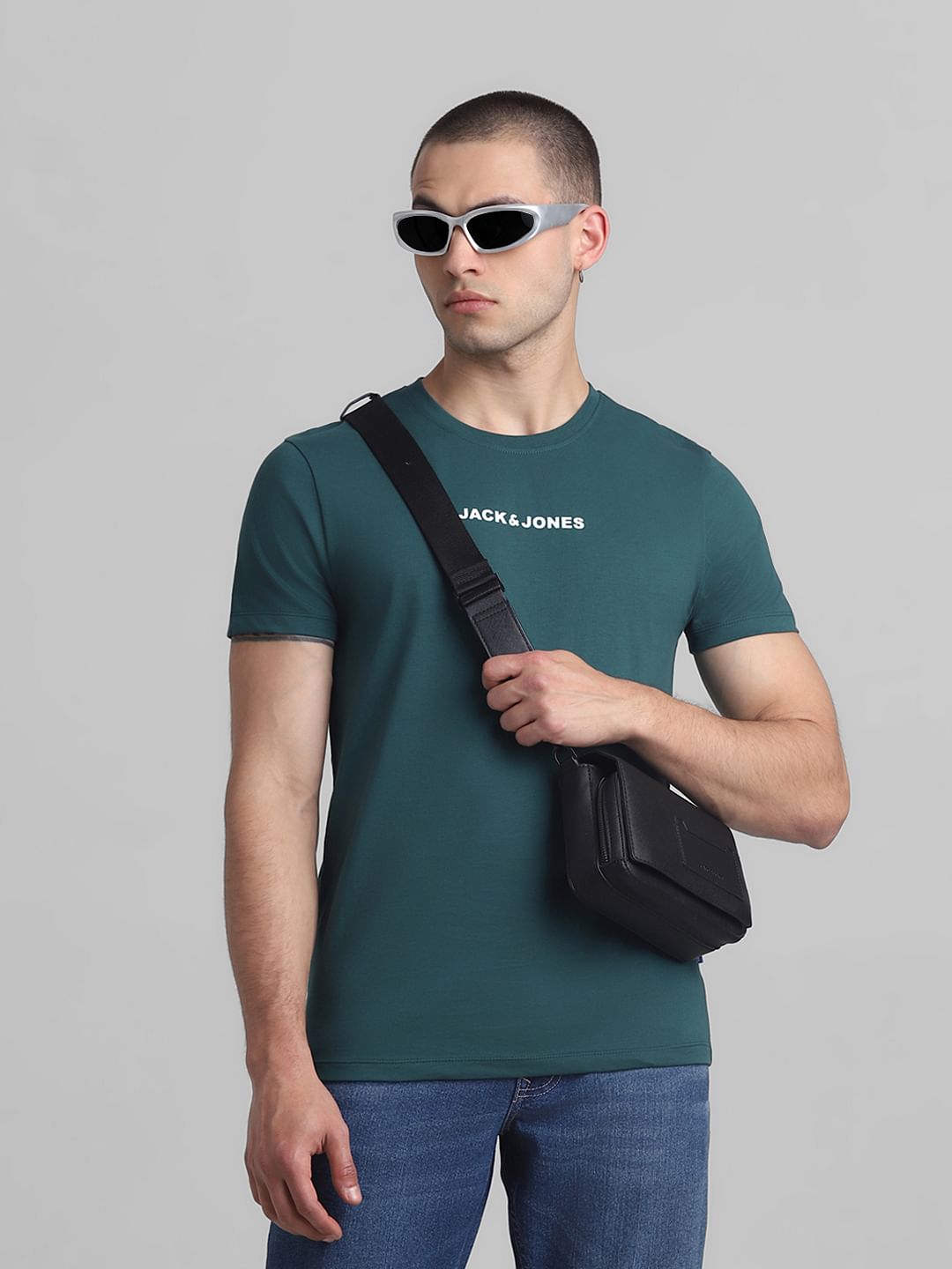 Green Logo Print Crew Neck T-shirt - M