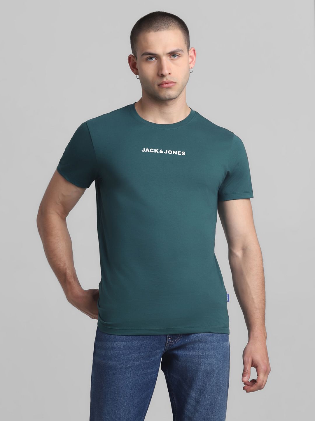 Green Logo Print Crew Neck T-shirt