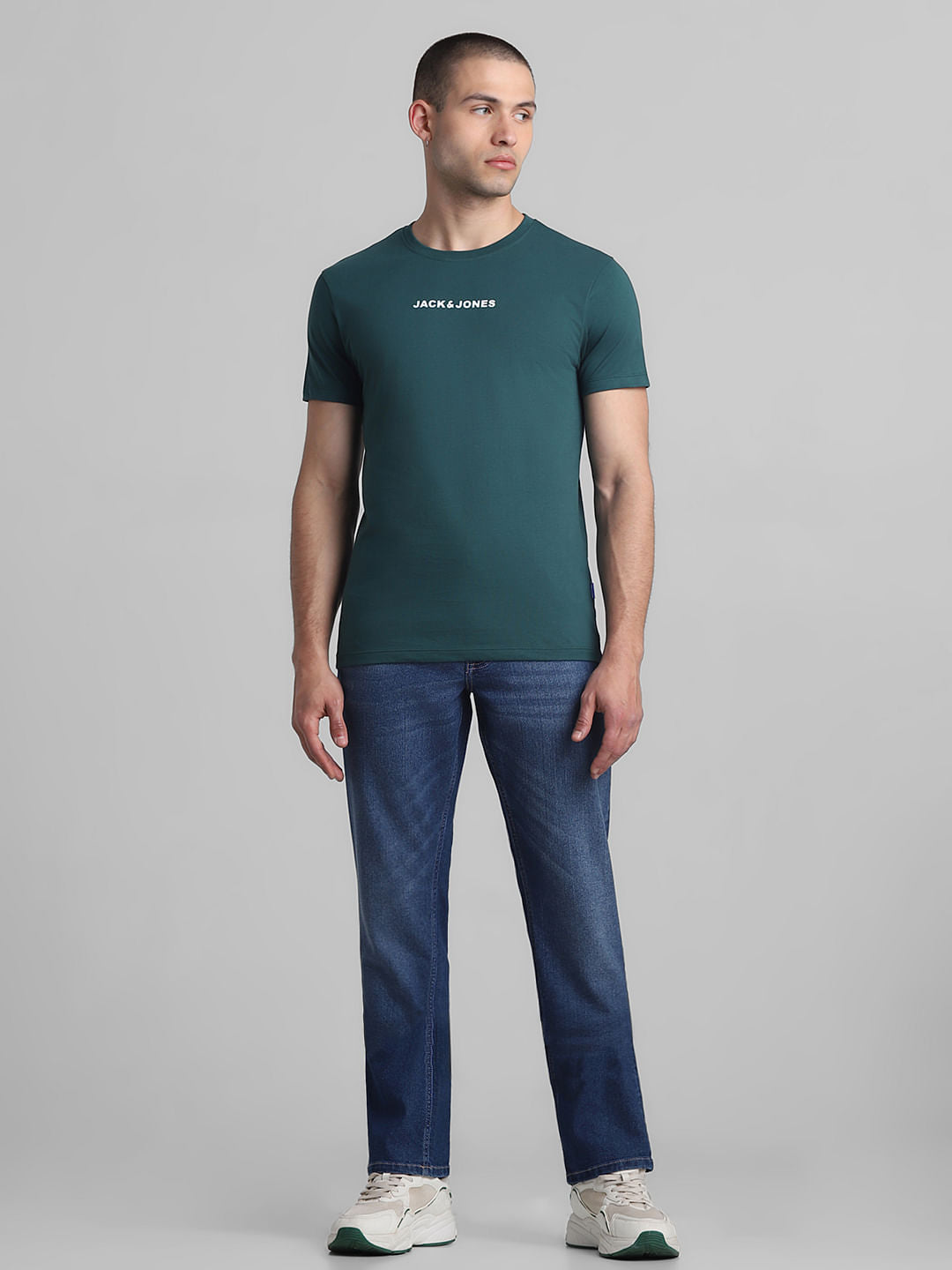 Green Logo Print Crew Neck T-shirt