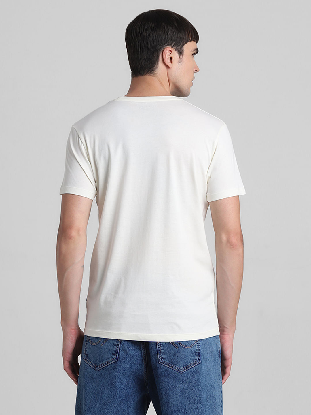 White Logo Print Crew Neck T-shirt