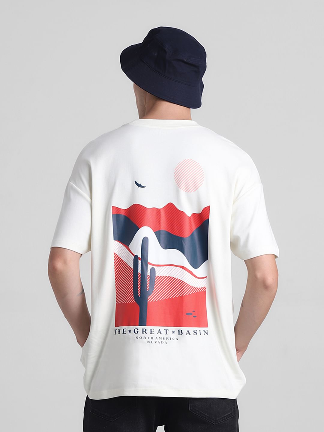 White Cotton Crew Neck T-shirt - L