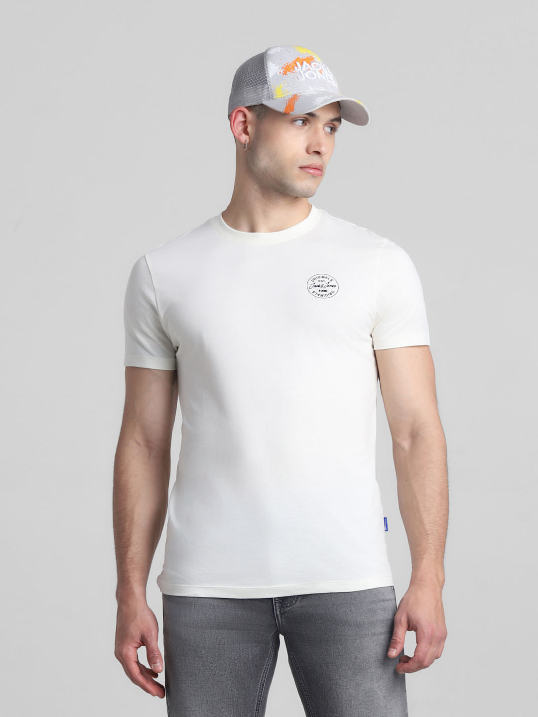 White Crew Neck T-shirt - S