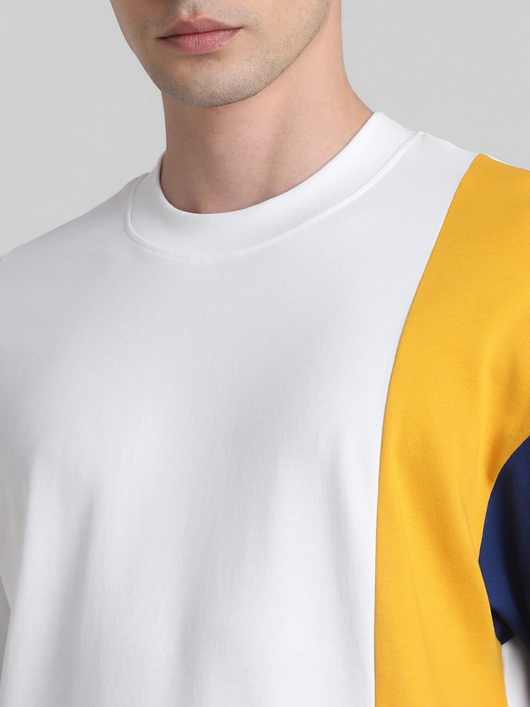 White Colourblocked Oversized T-shirt