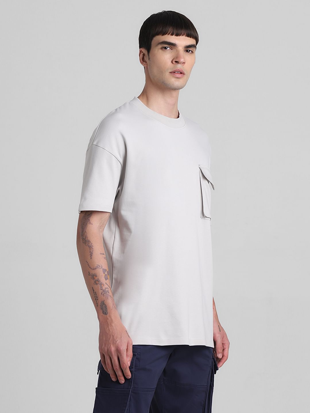 Light Grey Oversized Crew Neck T-shirt