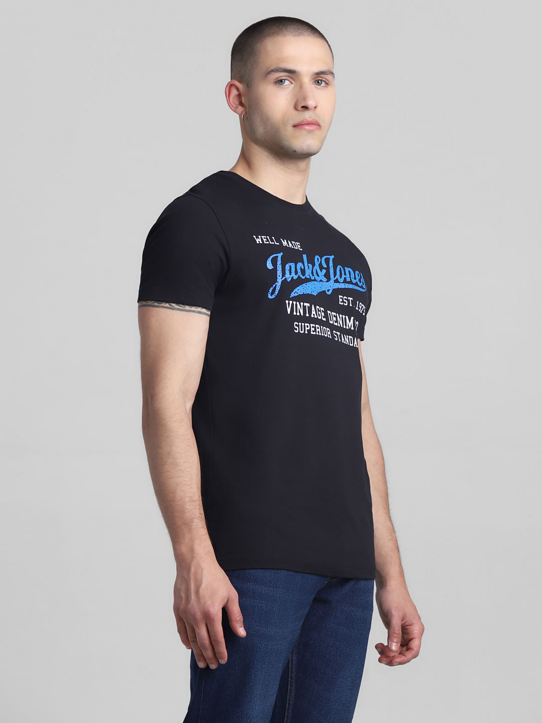 Black Logo Print Crew Neck T-shirt