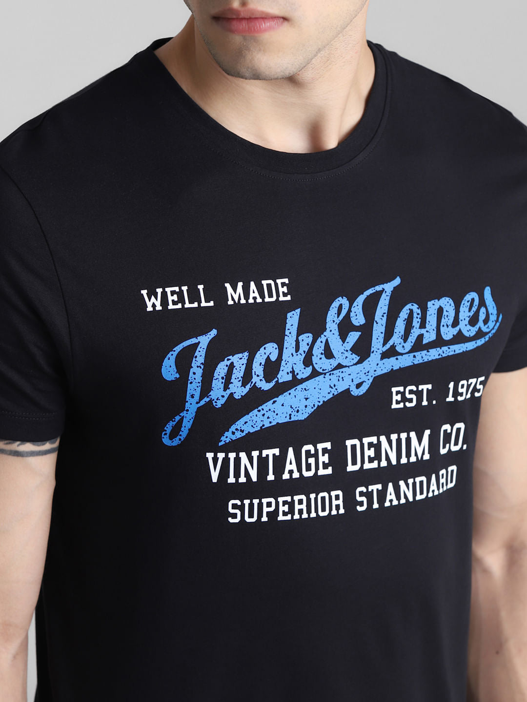 Black Logo Print Crew Neck T-shirt