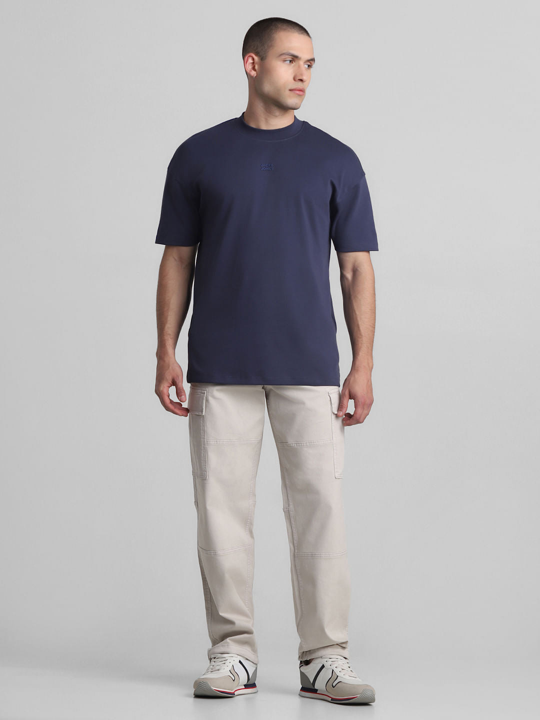 Blue Oversized Crew Neck T-shirt