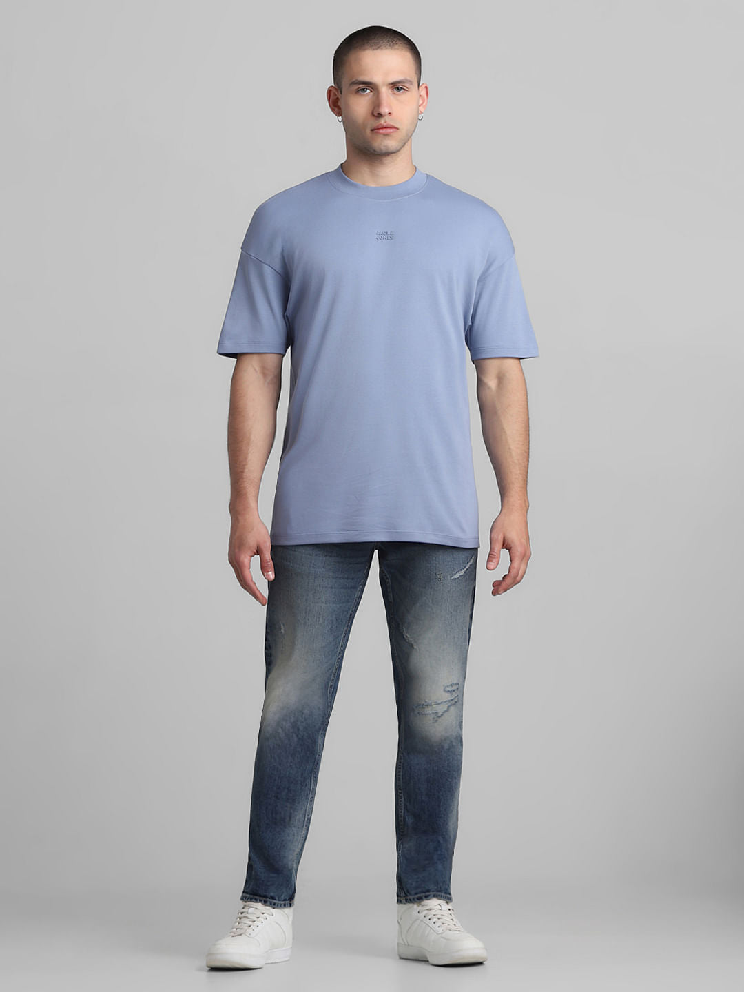 Blue Oversized Crew Neck T-shirt