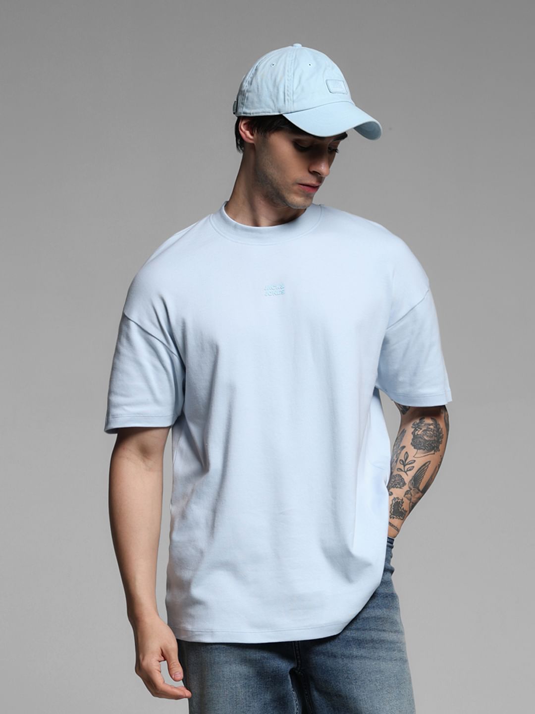 Light Blue Cotton Oversized T-shirt - S