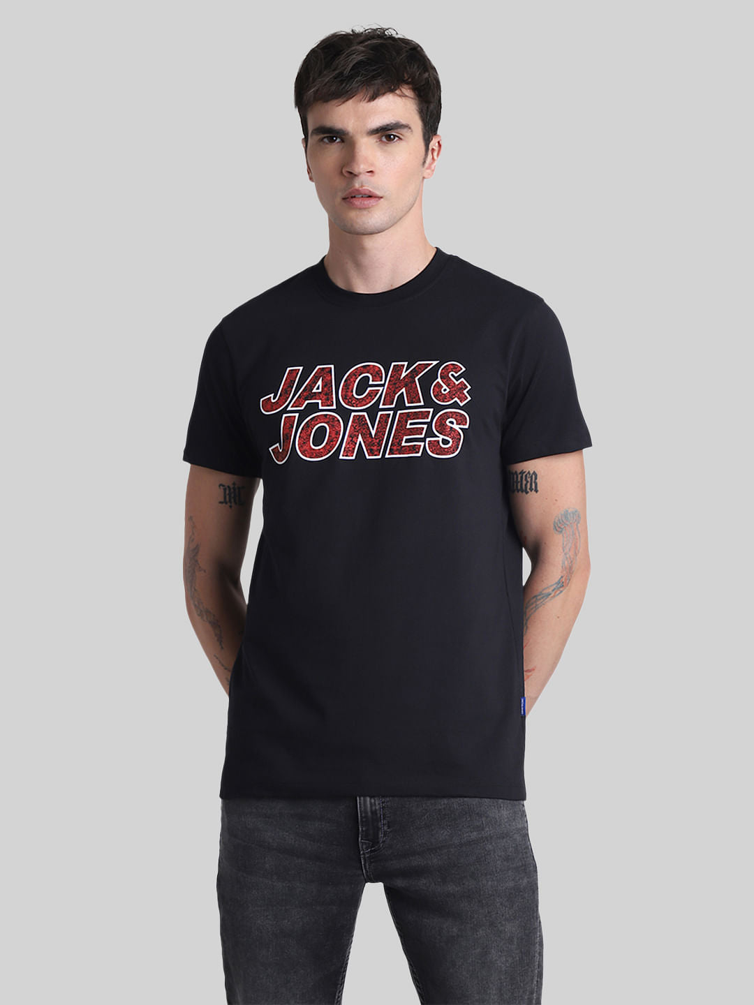 Black Logo Print Crew Neck T-shirt