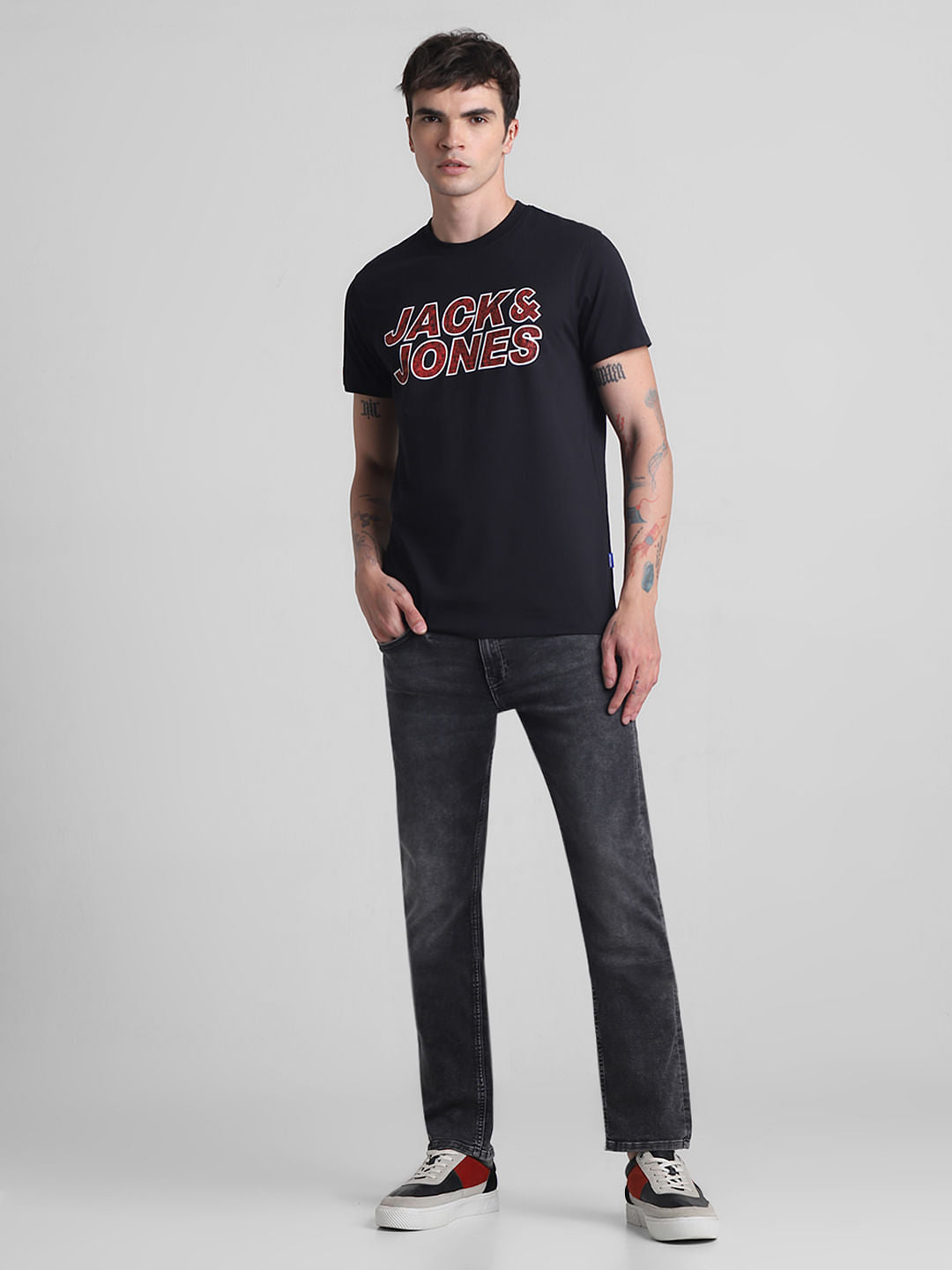 Black Logo Print Crew Neck T-shirt