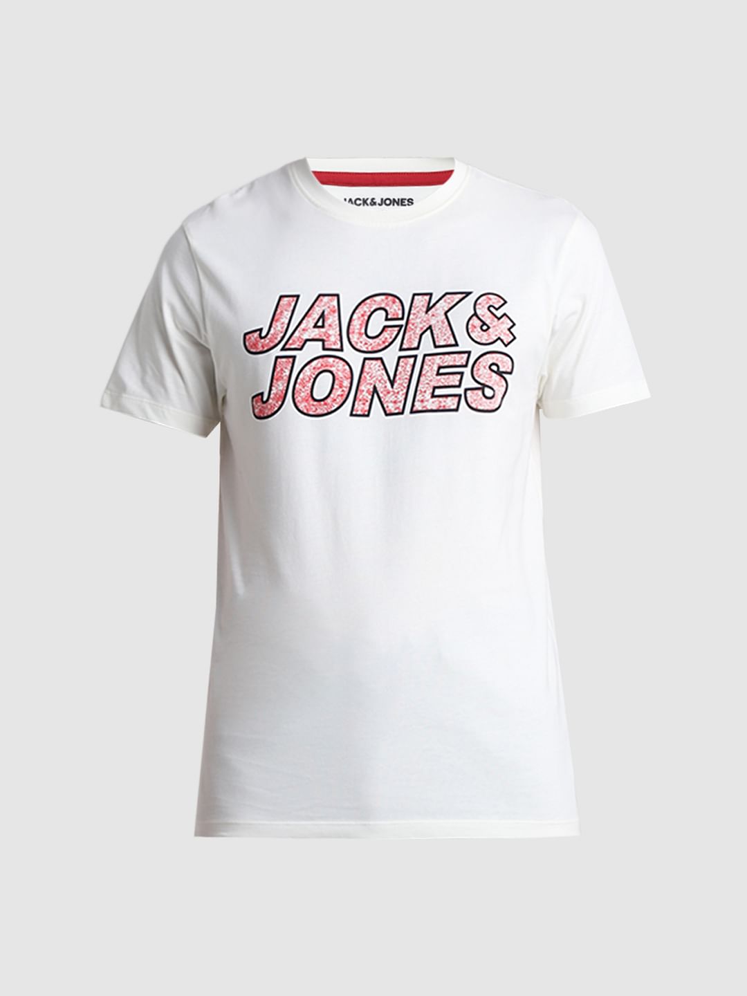 White Logo Print Crew Neck T-shirt