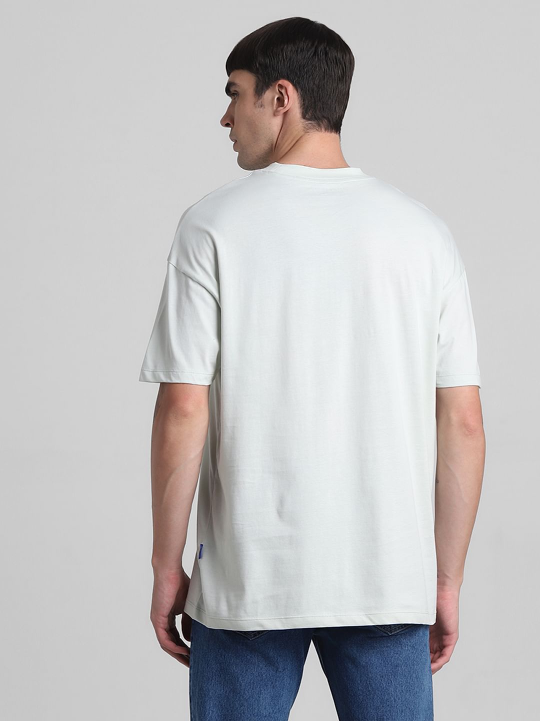 Pale Blue Graphic Print Oversized T-shirt