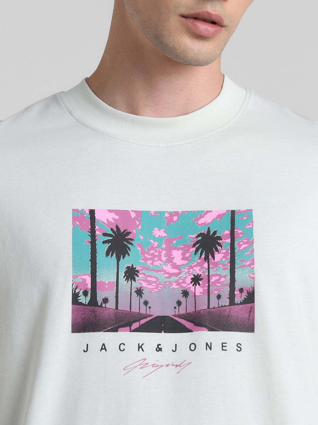 Pale Blue Graphic Print Oversized T-shirt