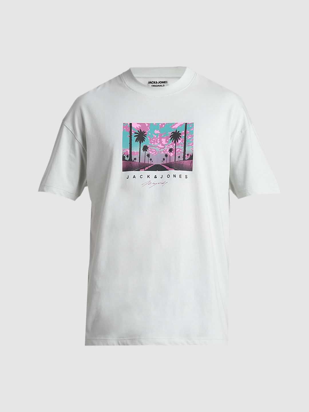 Pale Blue Graphic Print Oversized T-shirt