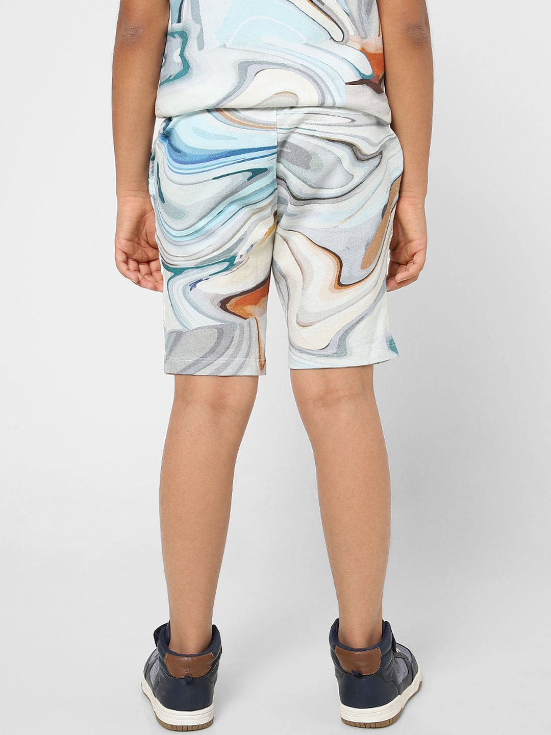BOYS Blue Printed Low Rise Shorts