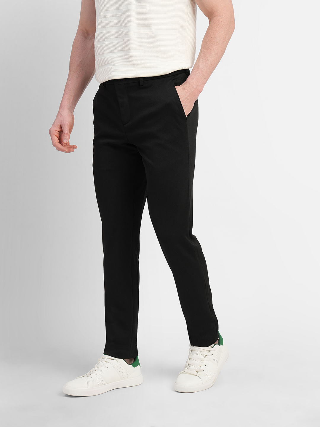 Black Mid Rise Trousers