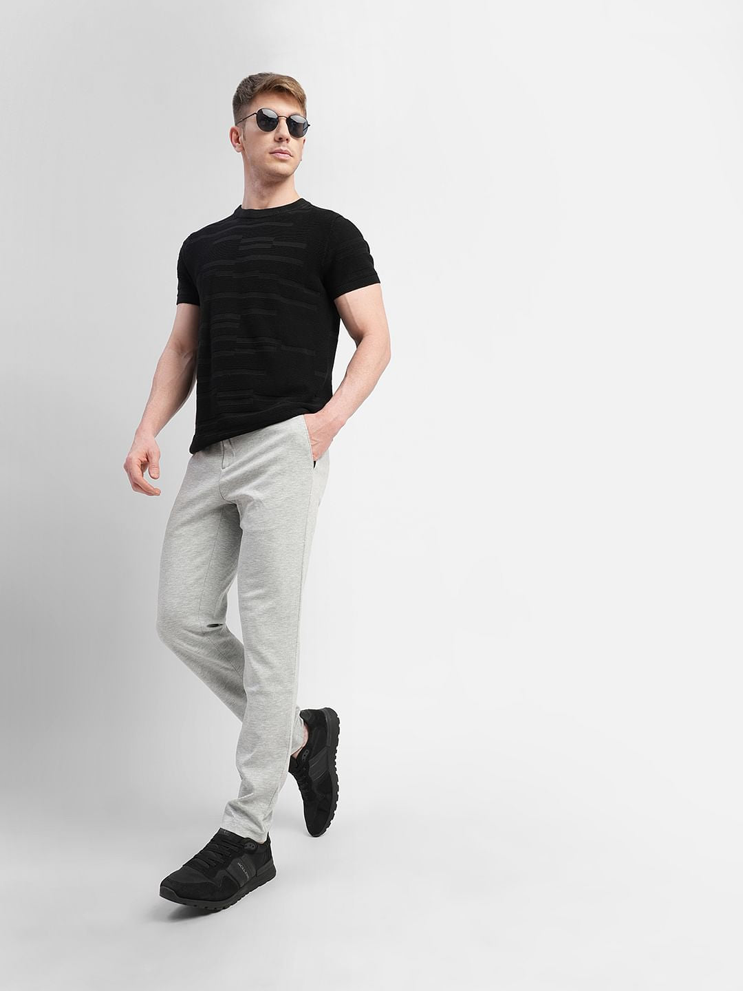 Grey Mid Rise Trousers