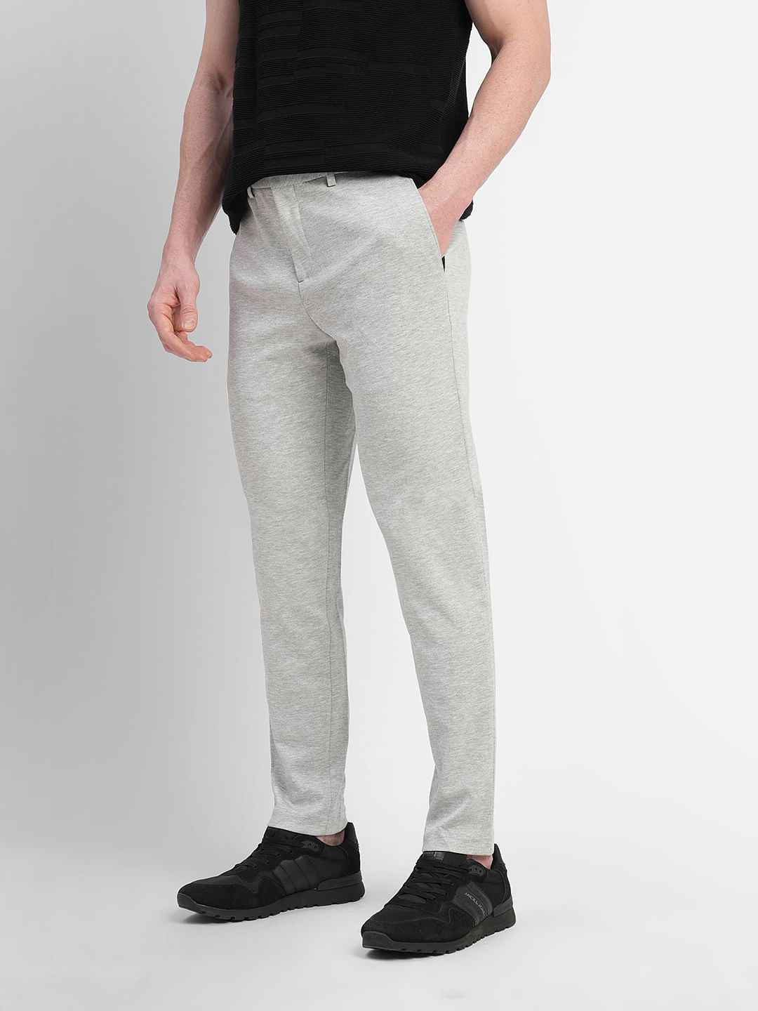 Grey Mid Rise Trousers