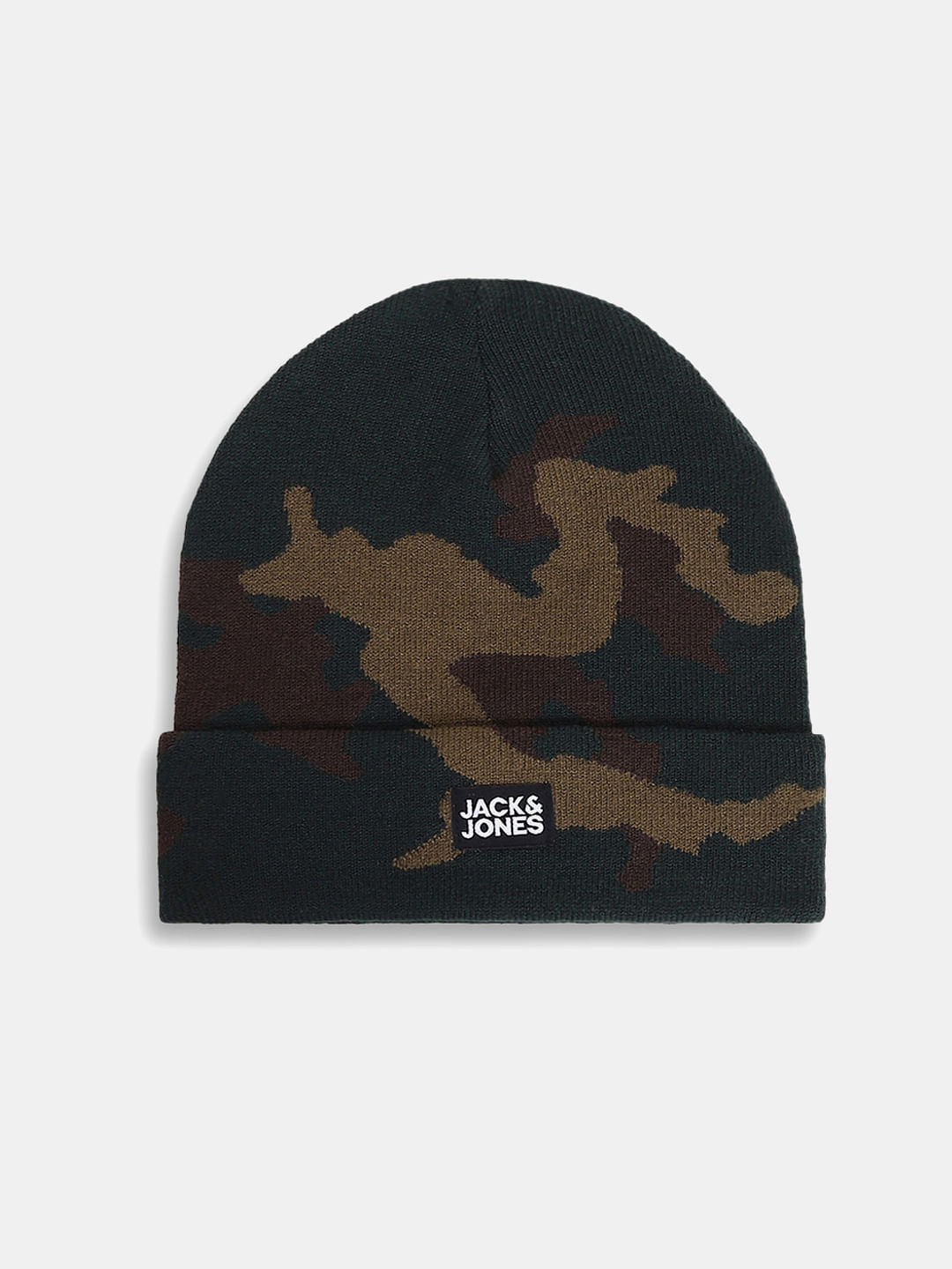 Brown Camo Print Beanie - ONE