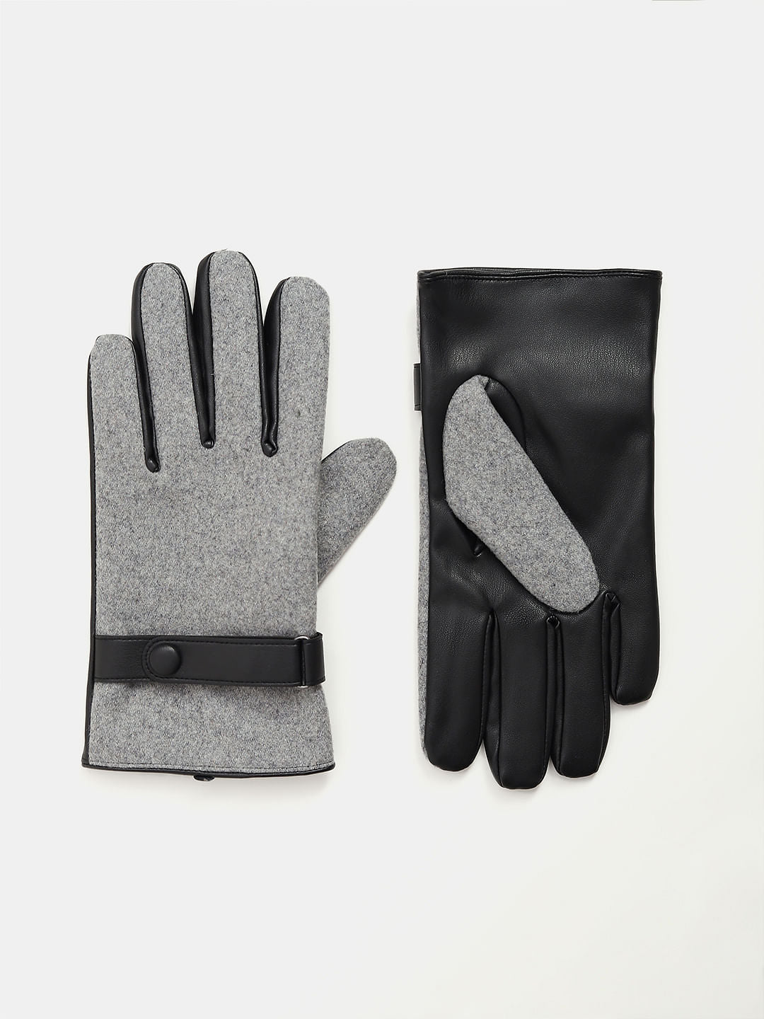 Grey Plain Coloured Gloves