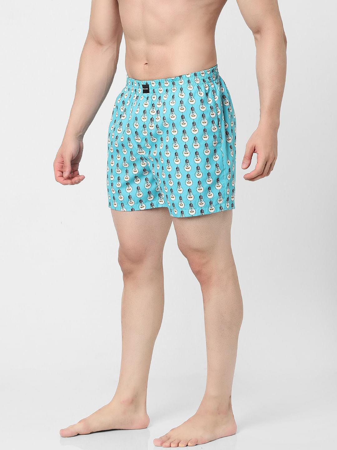 Blue Graphic Print Boxers