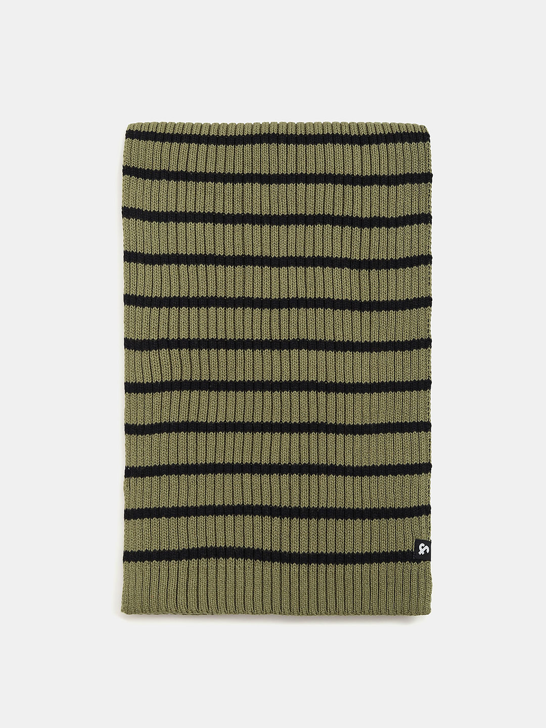 Green Striped Cotton Scarf - ONE