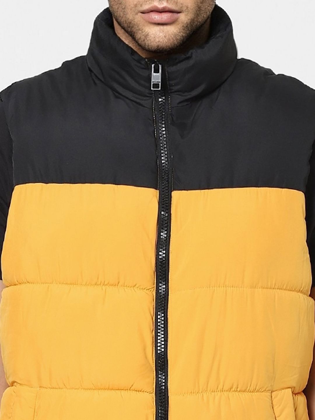 Orange Sleeveless Puffer Winter Jacket