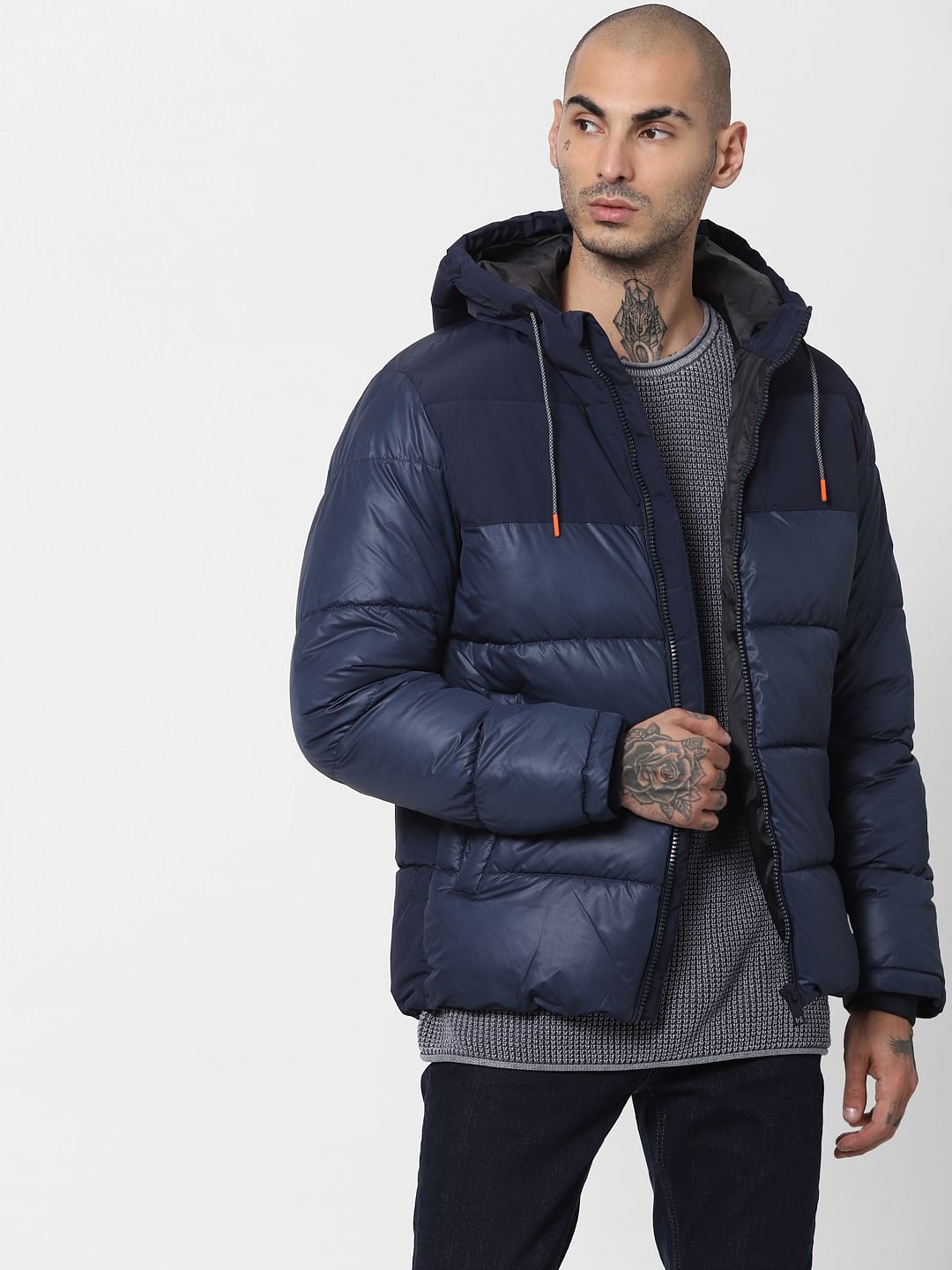 Blue Hooded Puffer Jacket - XS