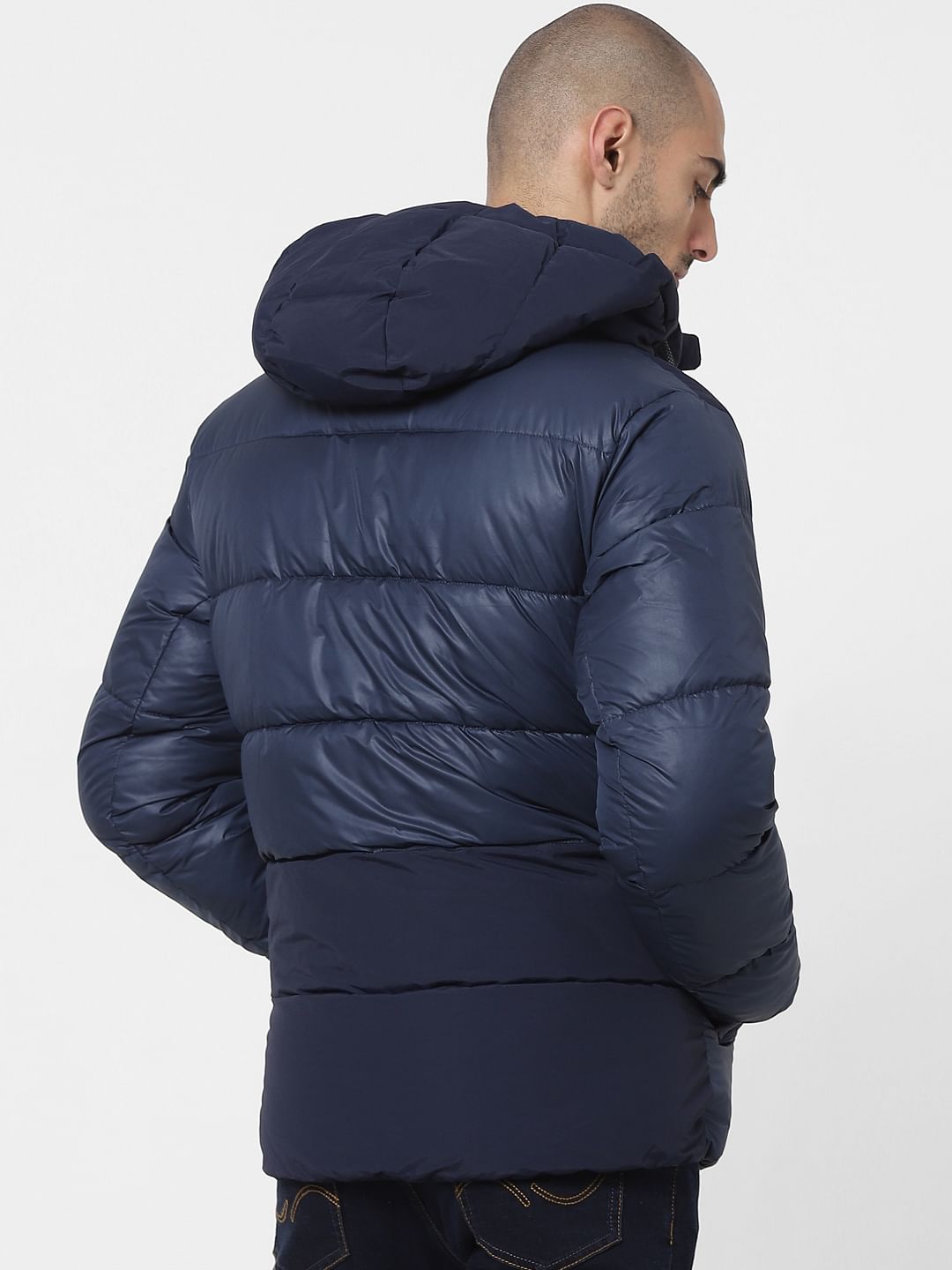 Blue Hooded Puffer Jacket