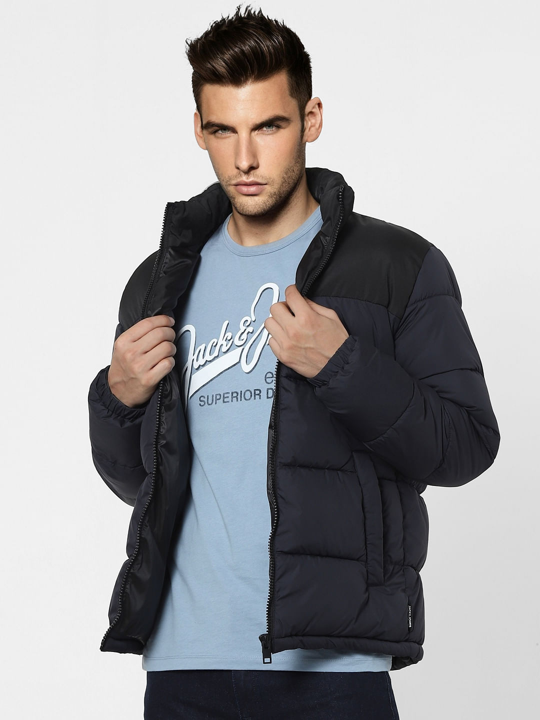 Black High Neck Puffer Winter Jacket