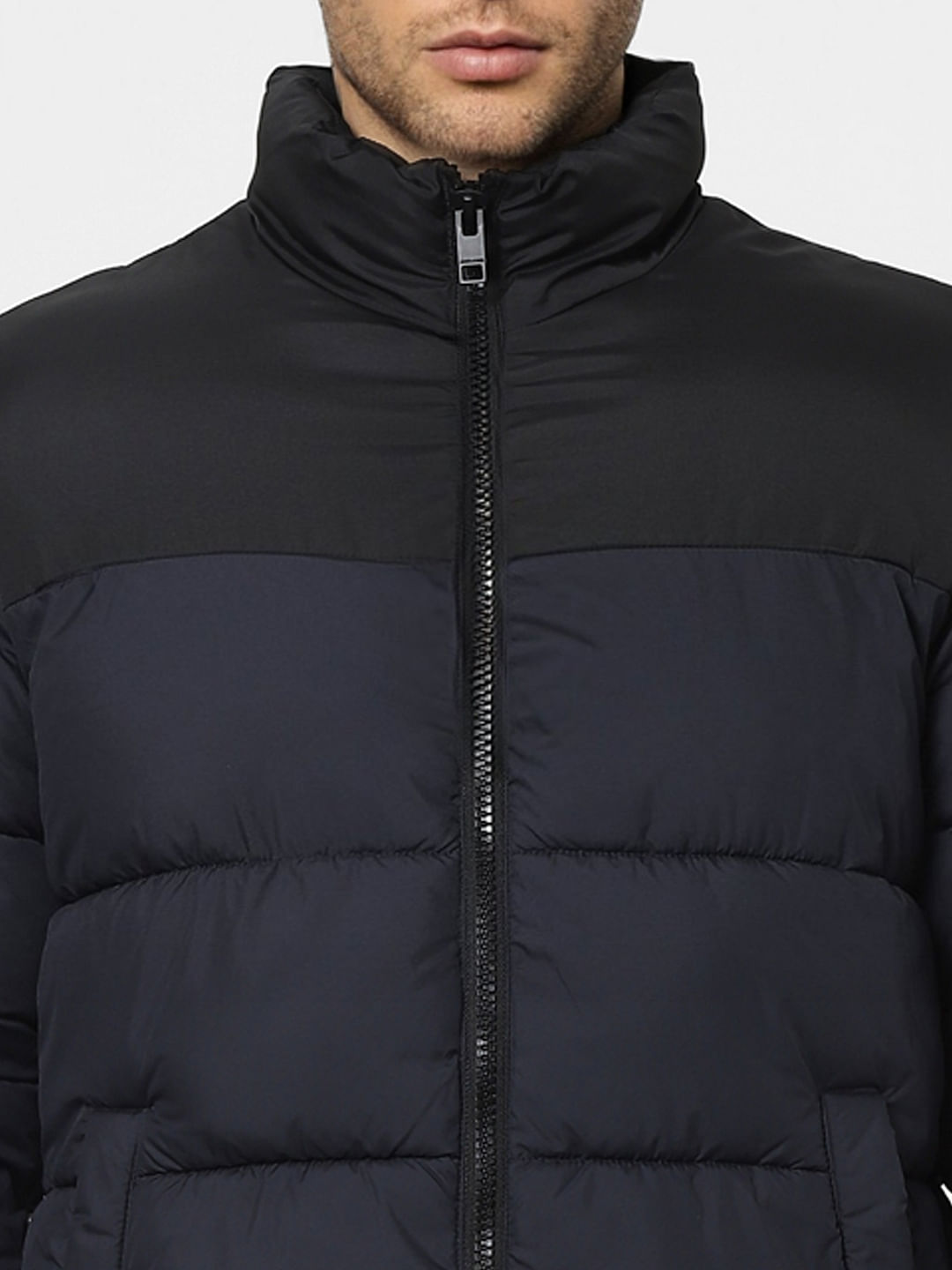 Black High Neck Puffer Winter Jacket