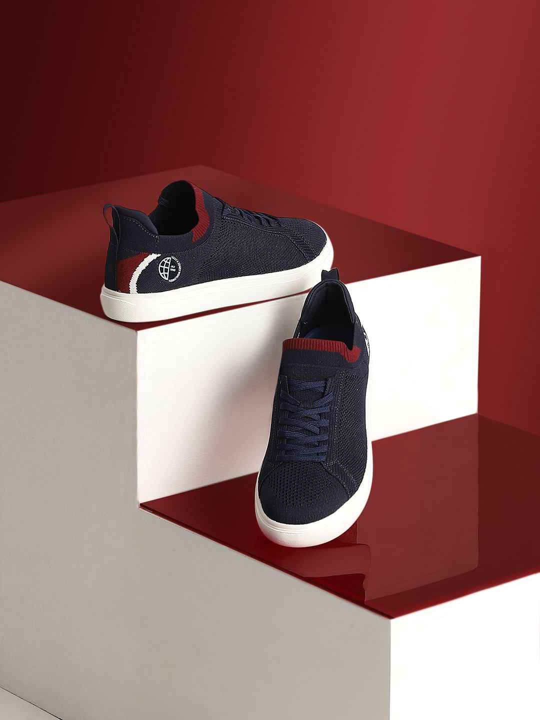Navy Blue Knit Sneakers - 40