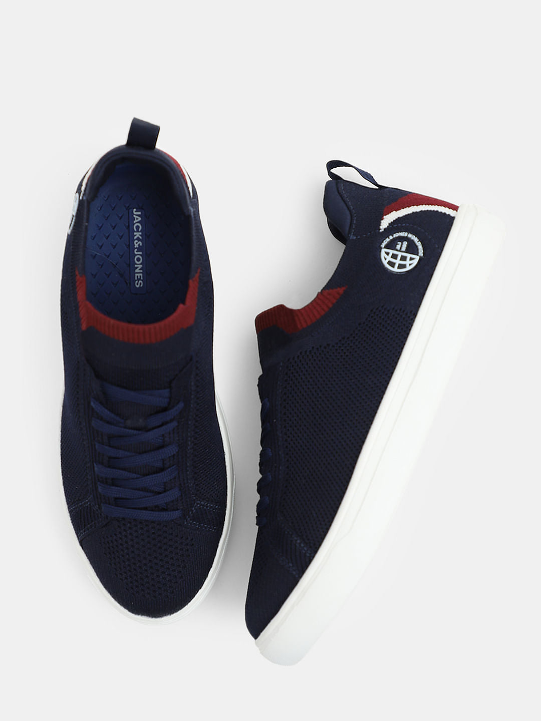 Navy Blue Knit Sneakers