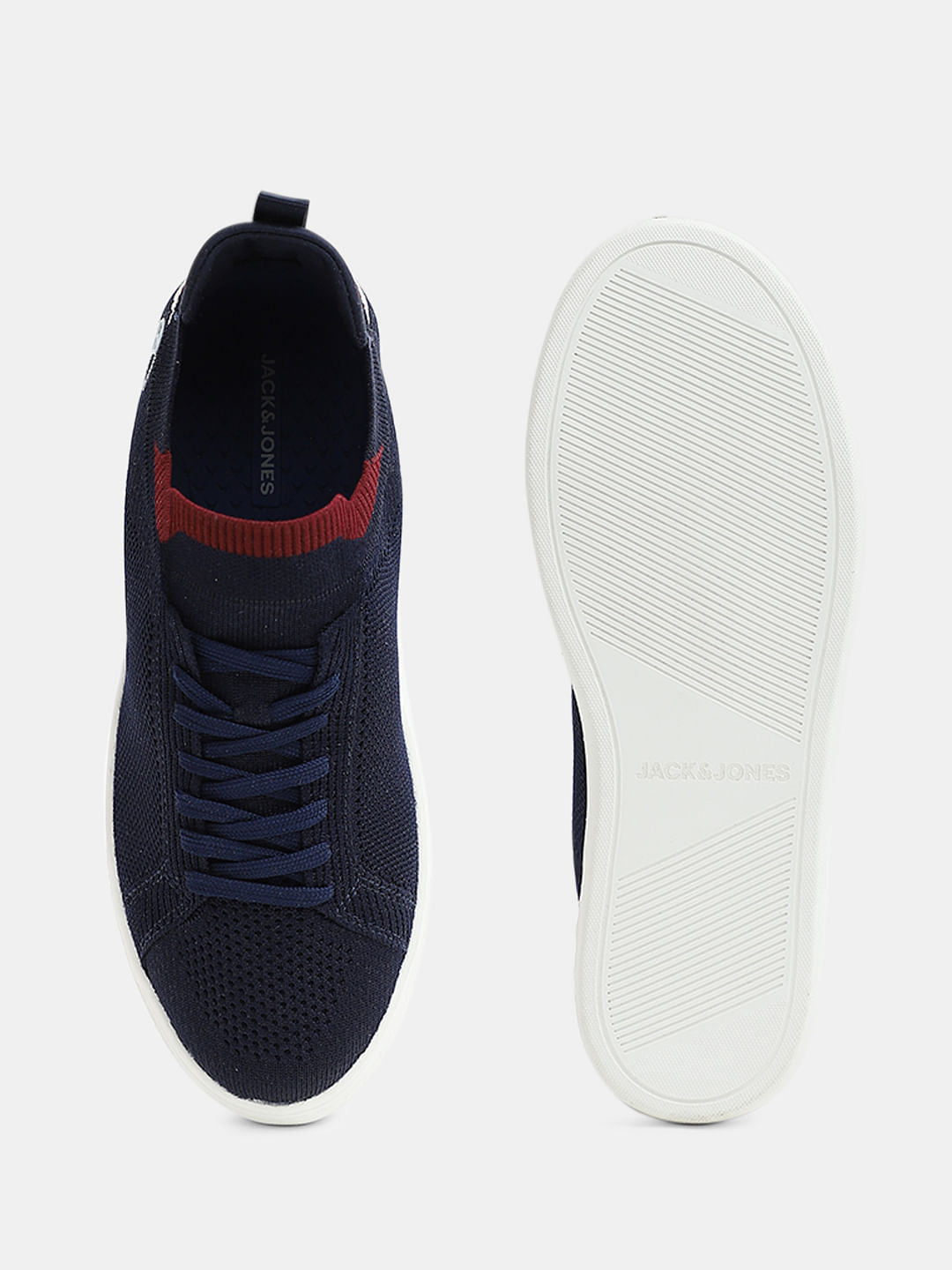 Navy Blue Knit Sneakers
