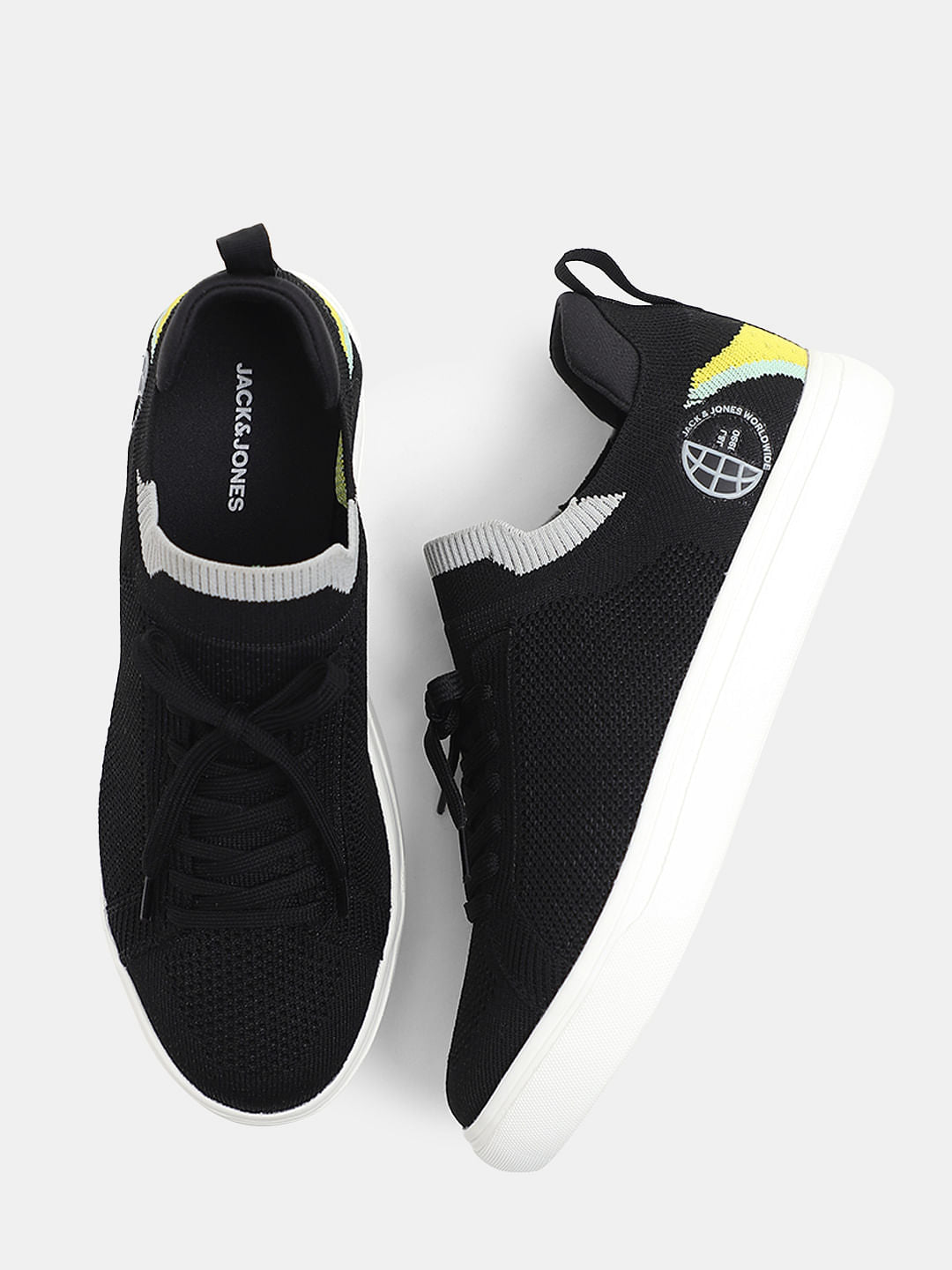 Black Knit Lace-Up Sneakers