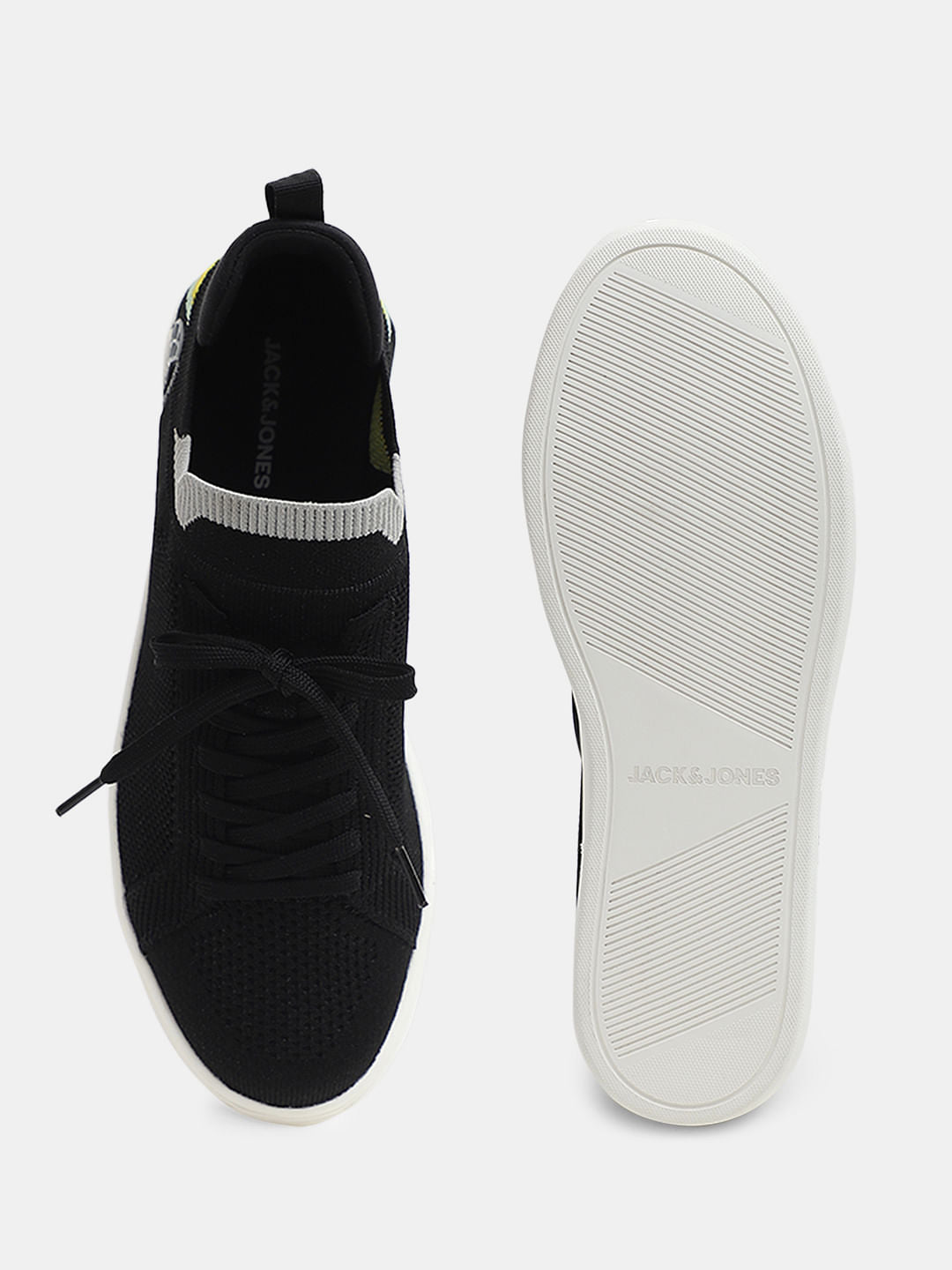 Black Knit Lace-Up Sneakers