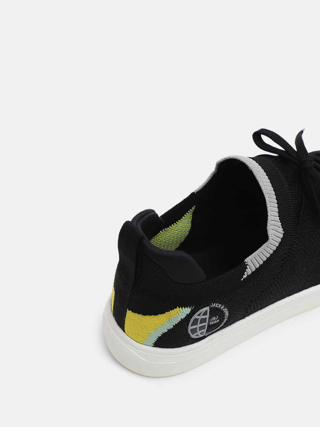 Black Knit Lace-Up Sneakers