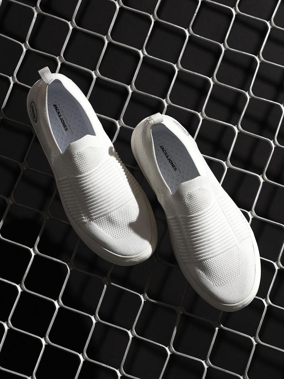 White Melange Slip-On Sneakers - 40