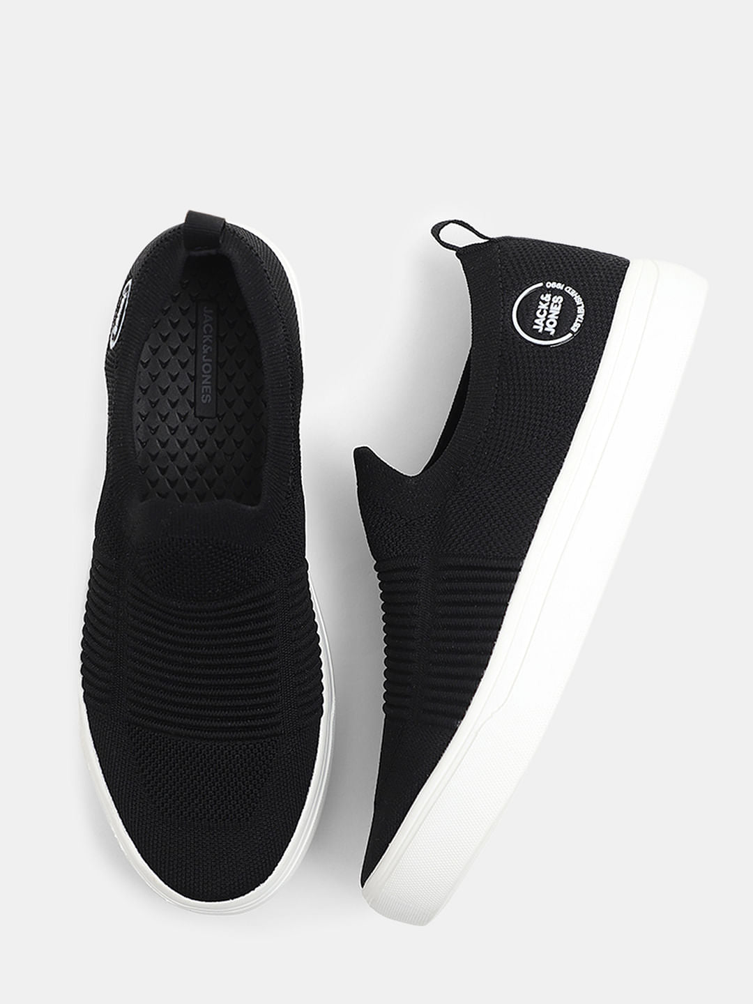 Black Melange Slip-On Sneakers