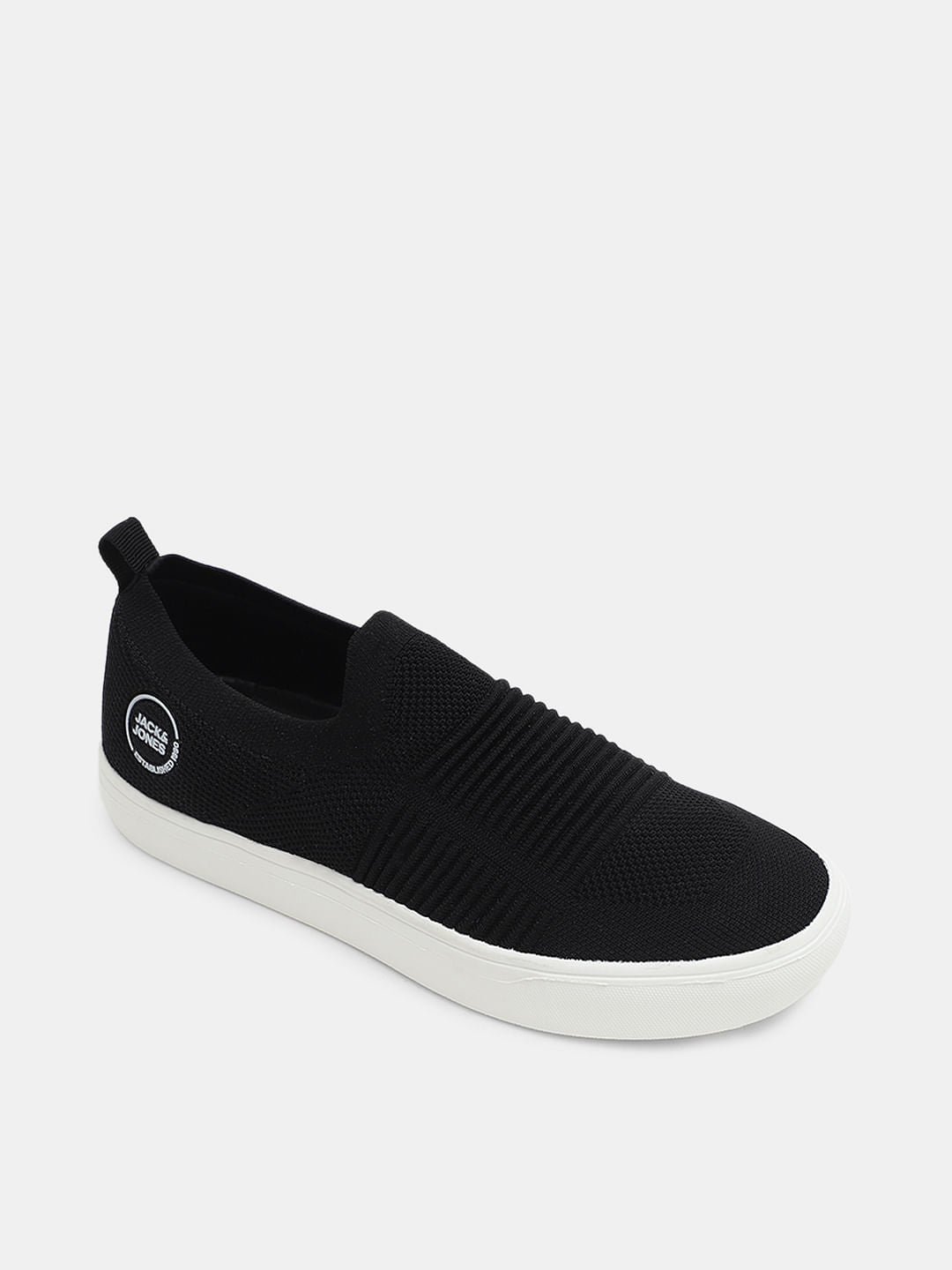 Black Melange Slip-On Sneakers