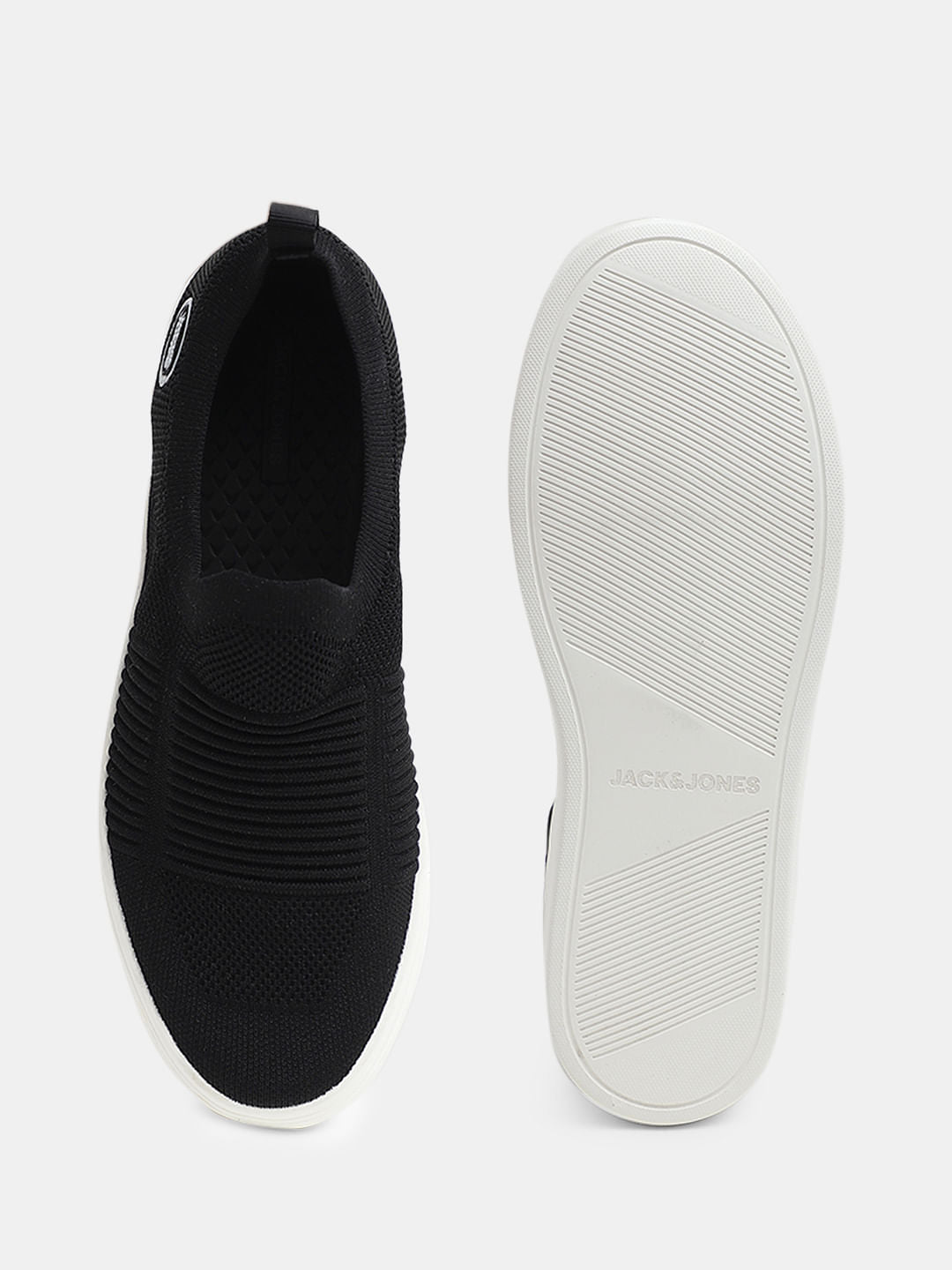 Black Melange Slip-On Sneakers
